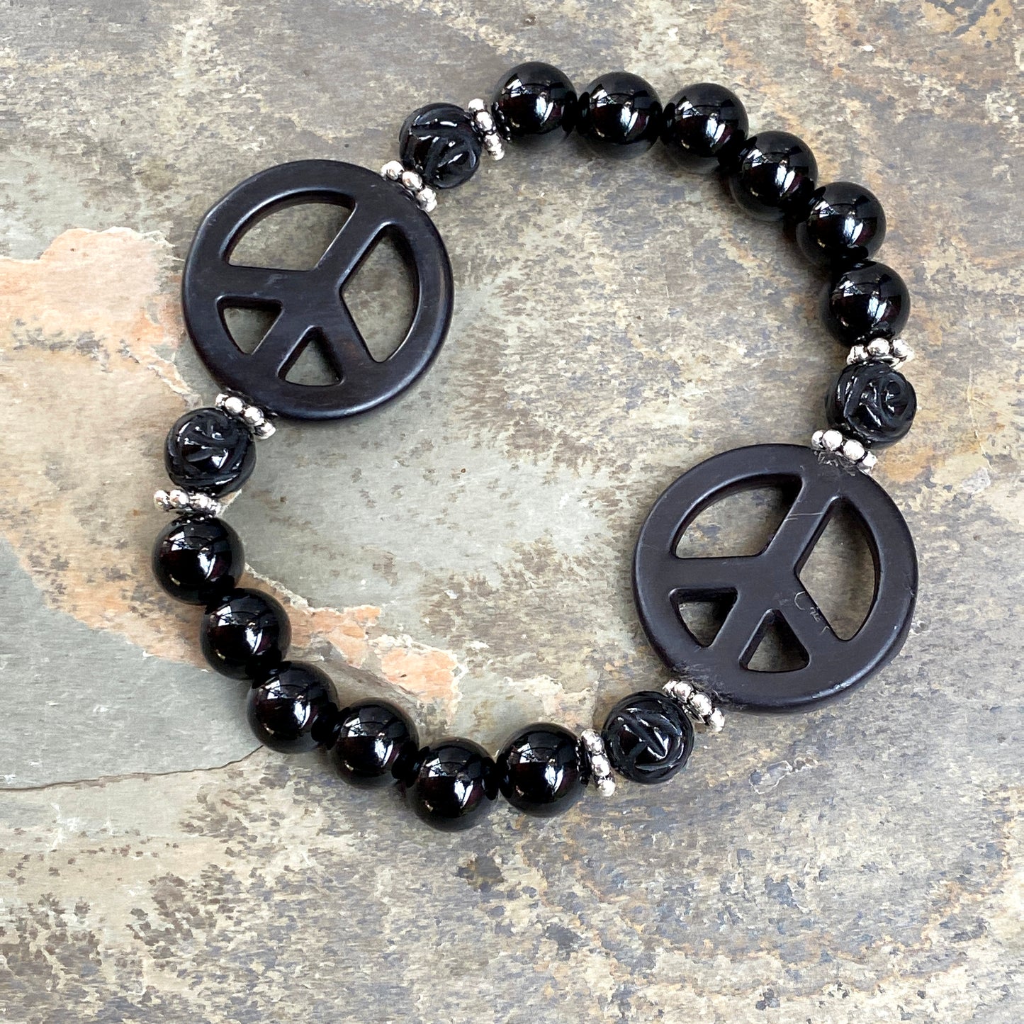 Gemstone Peace Bracelets with Sterling Silver accents