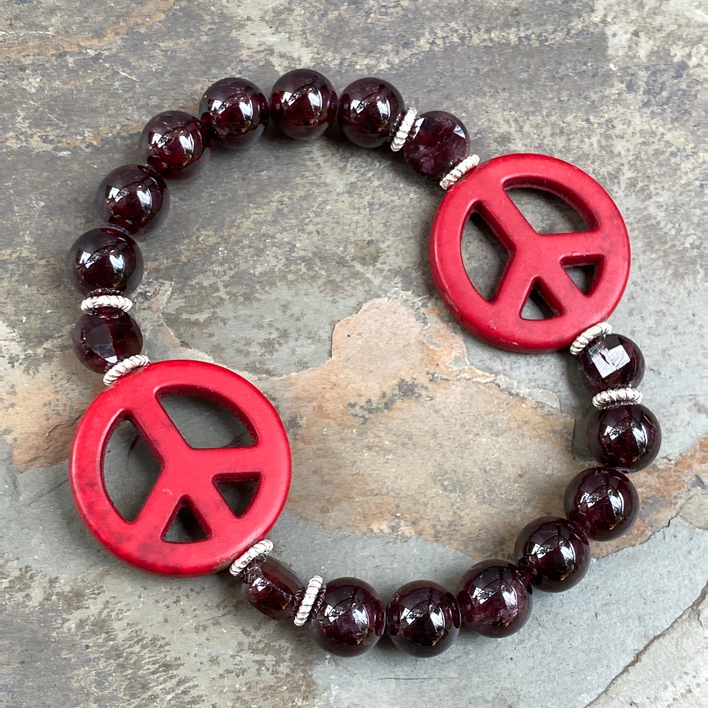 Gemstone Peace Bracelets with Sterling Silver accents