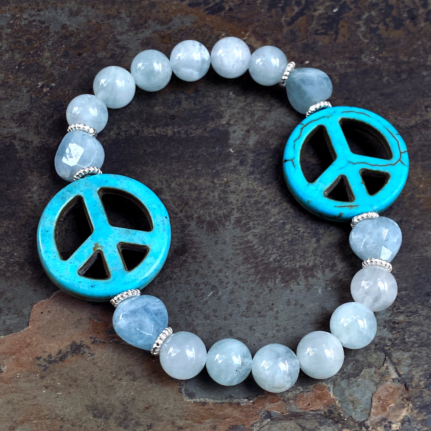 Gemstone Peace Bracelets with Sterling Silver accents