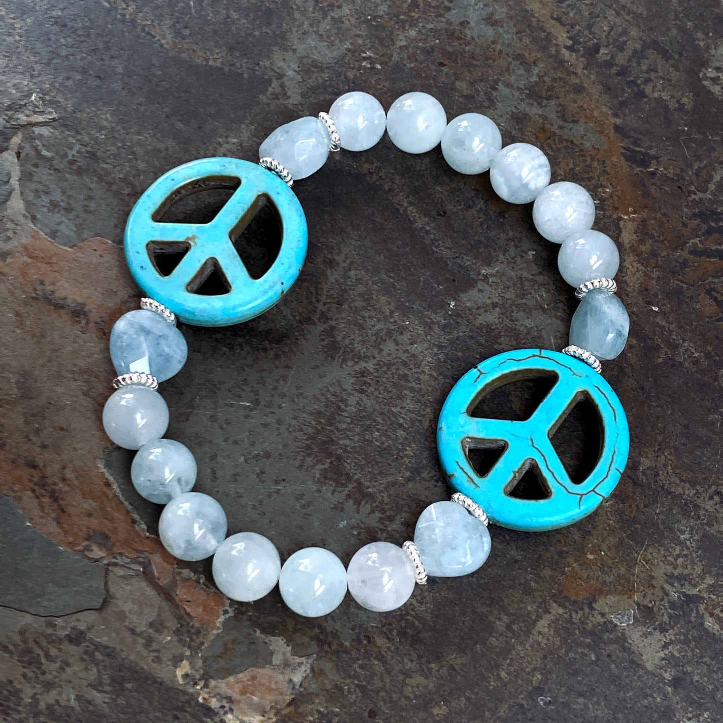 Gemstone Peace Bracelets with Sterling Silver accents