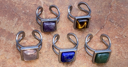 Square Gemstone adjustable rings.