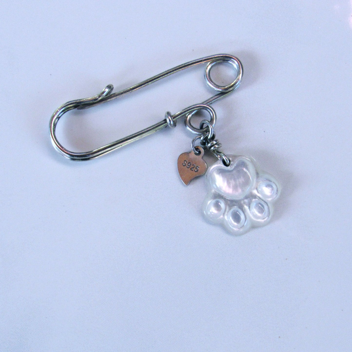 Sterling Silver Pin with Mother of Pearl Paw