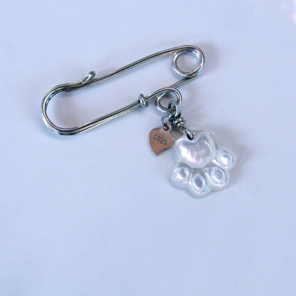 Sterling Silver Pin with Mother of Pearl Paw