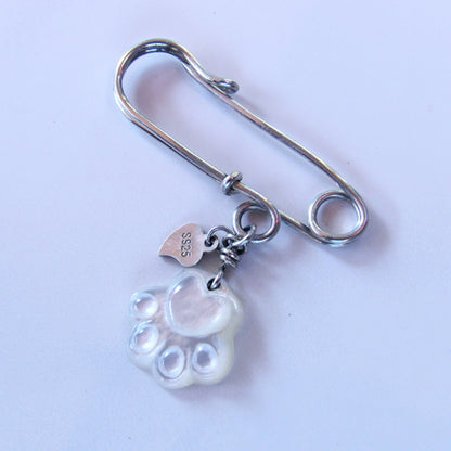 Sterling Silver Pin with Mother of Pearl Paw