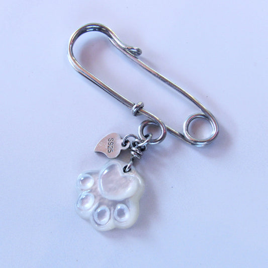 Sterling Silver Pin with Mother of Pearl Paw
