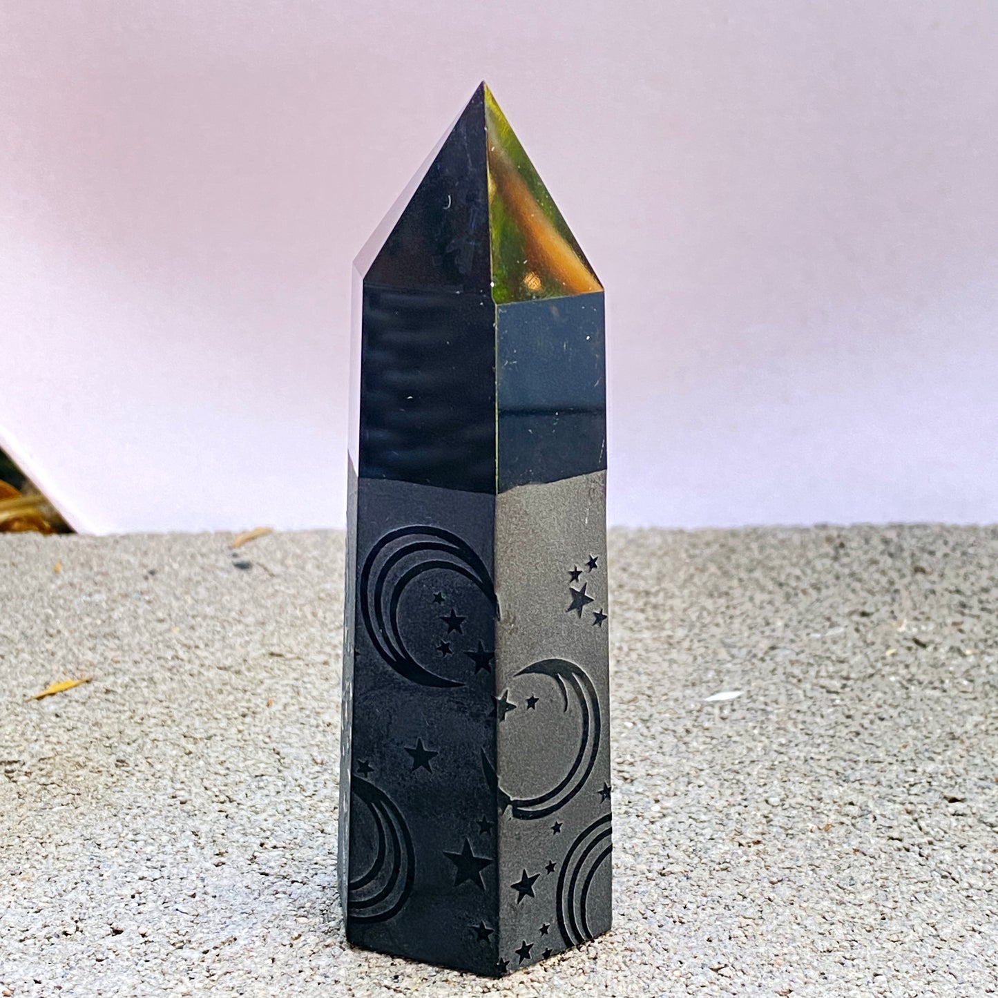 Black Obsidian gemstone Tower Point Obelisk wands