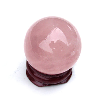 Natural Rose Quartz crystal gemstone semiprecious sphere  with stand