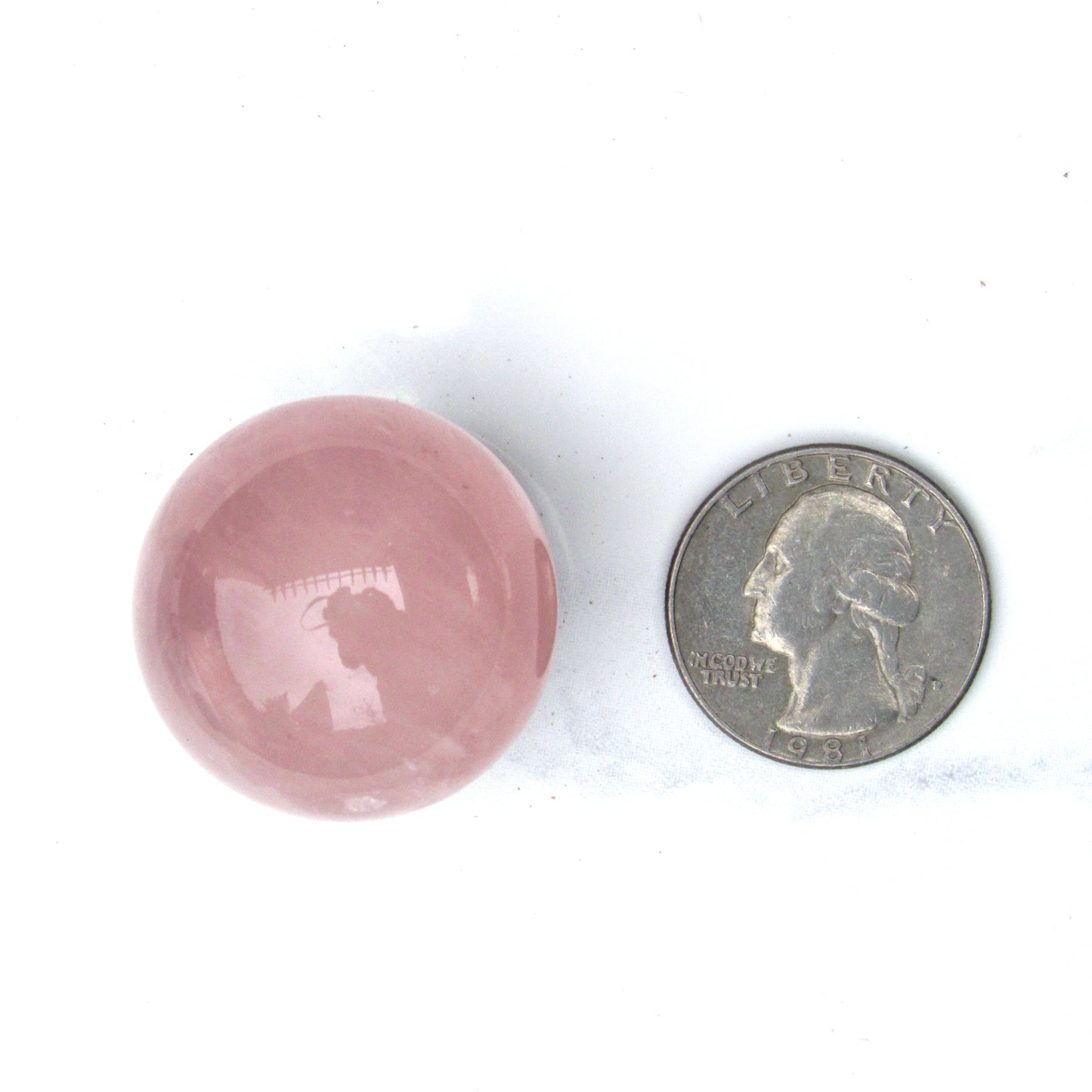 Natural Rose Quartz crystal gemstone semiprecious sphere  with stand