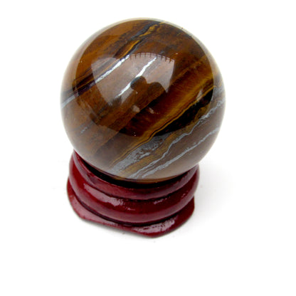 Natural Tiger Eye crystal gemstone semiprecious sphere with stand