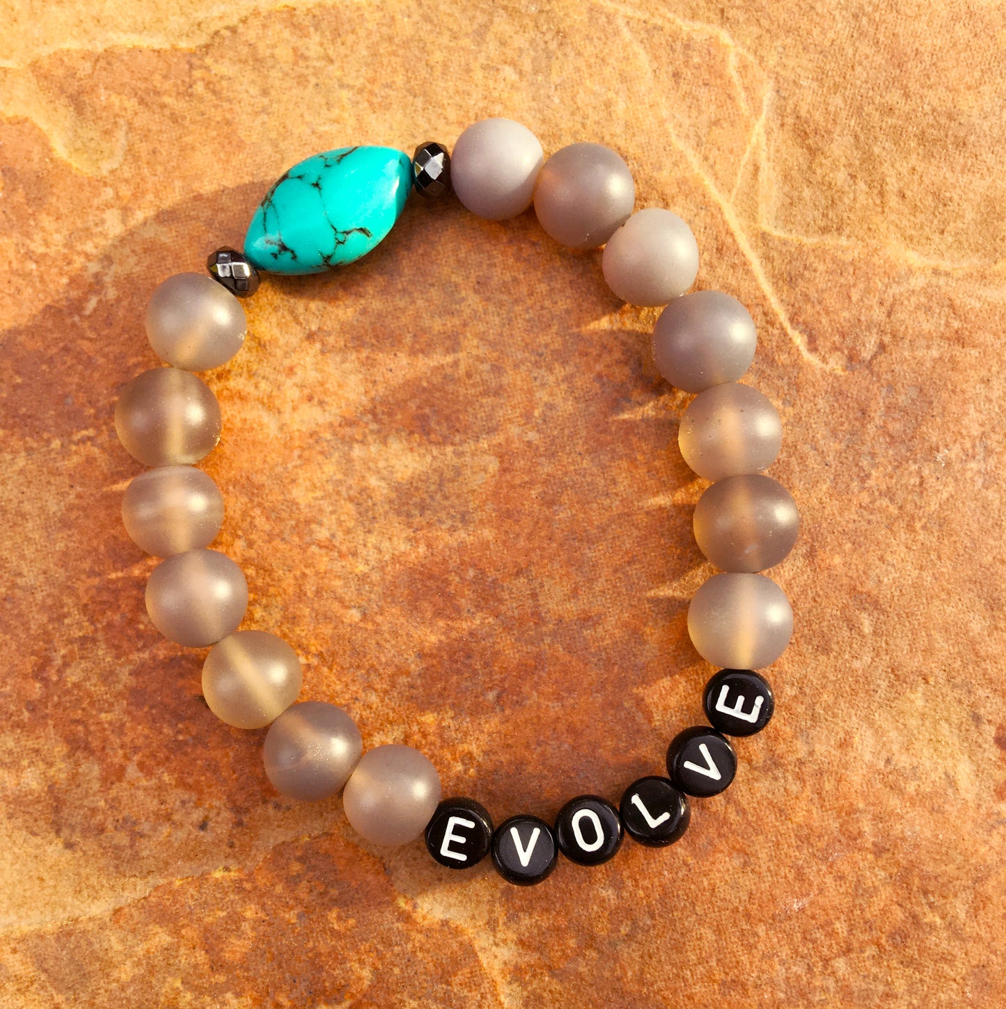 Men’s Gray Agate EVOLVE Turquoise Gemstone Bracelet