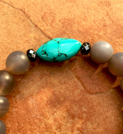 Men’s Gray Agate EVOLVE Turquoise Gemstone Bracelet