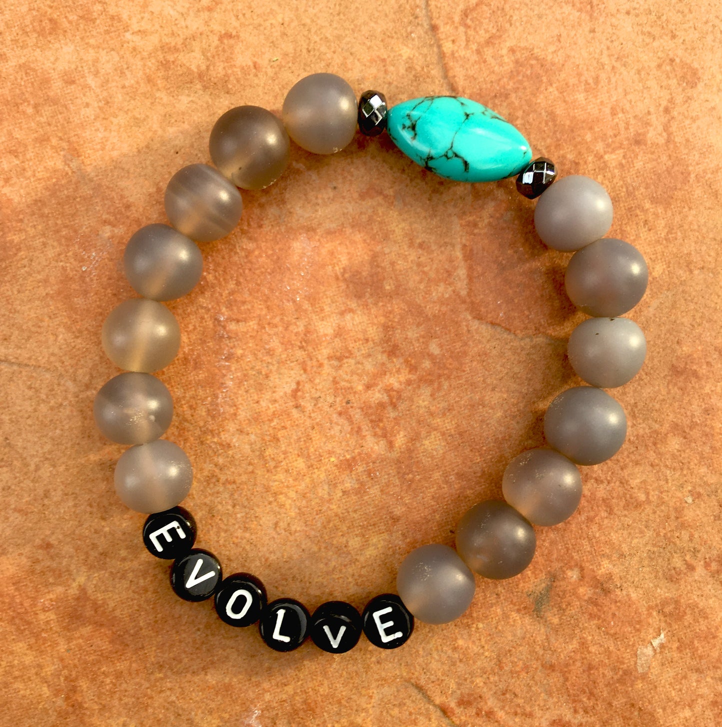 Men’s Gray Agate EVOLVE Turquoise Gemstone Bracelet