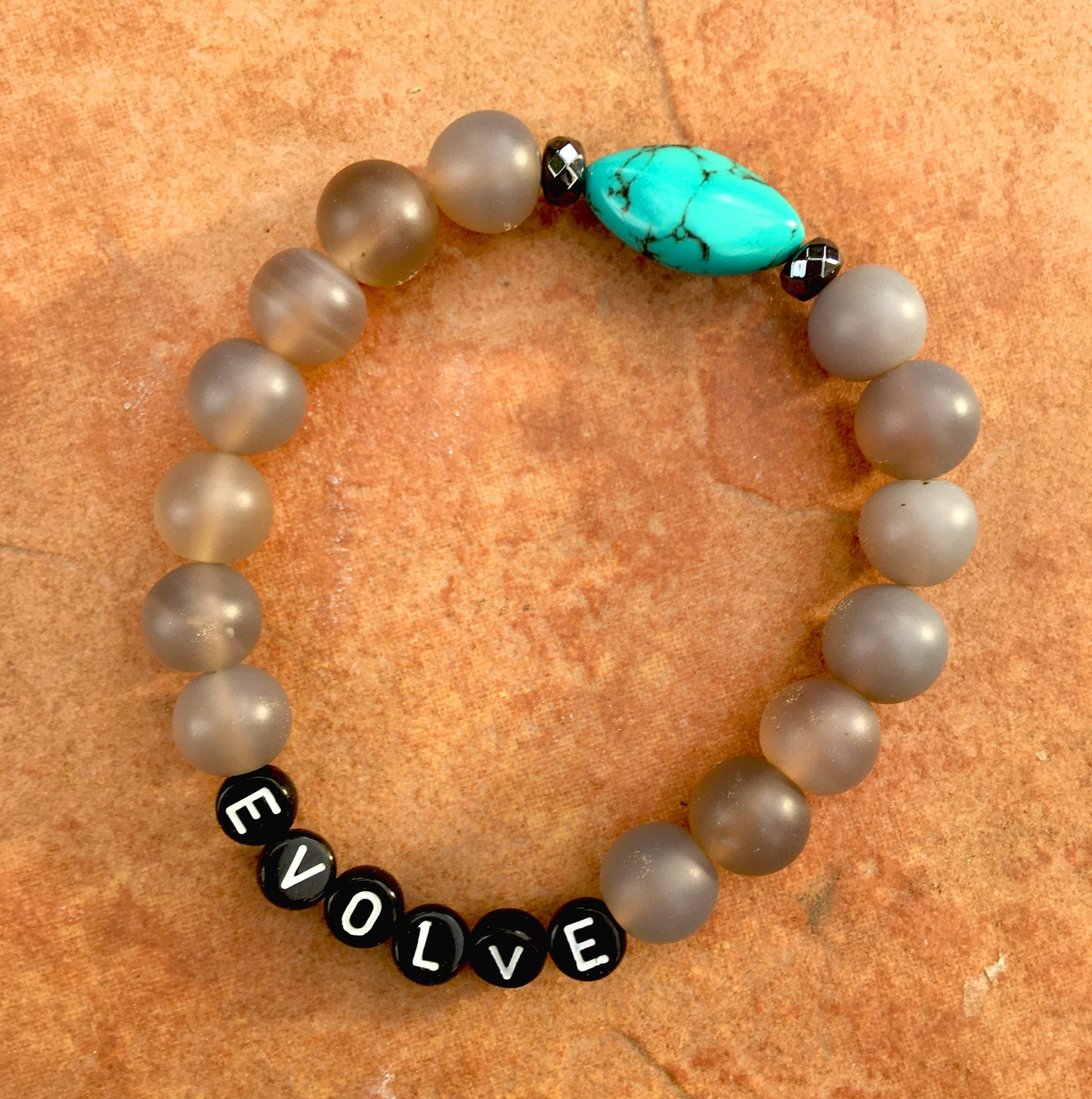 Men’s Gray Agate EVOLVE Turquoise Gemstone Bracelet