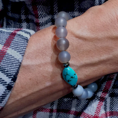 Men’s Gray Agate EVOLVE Turquoise Gemstone Bracelet