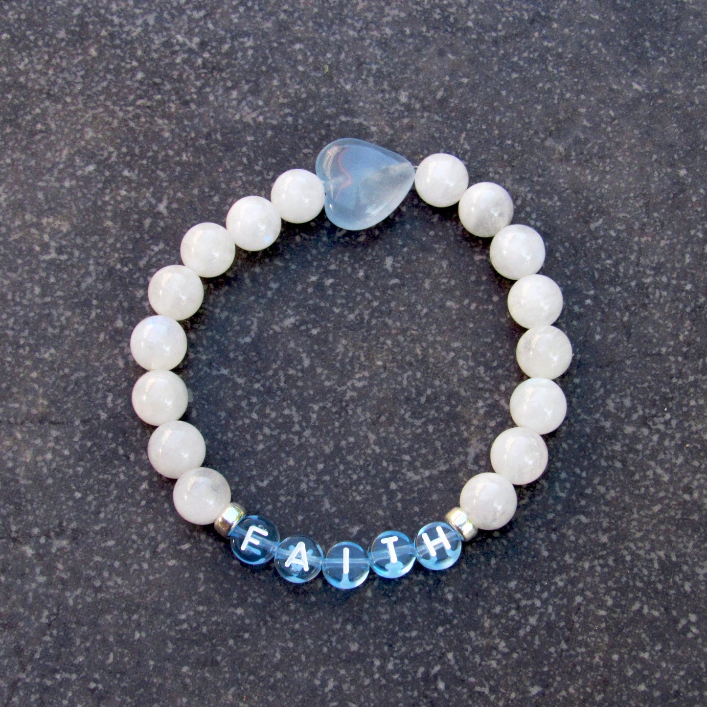Women's Moonstone Gemstone FAITH stretch bracelet