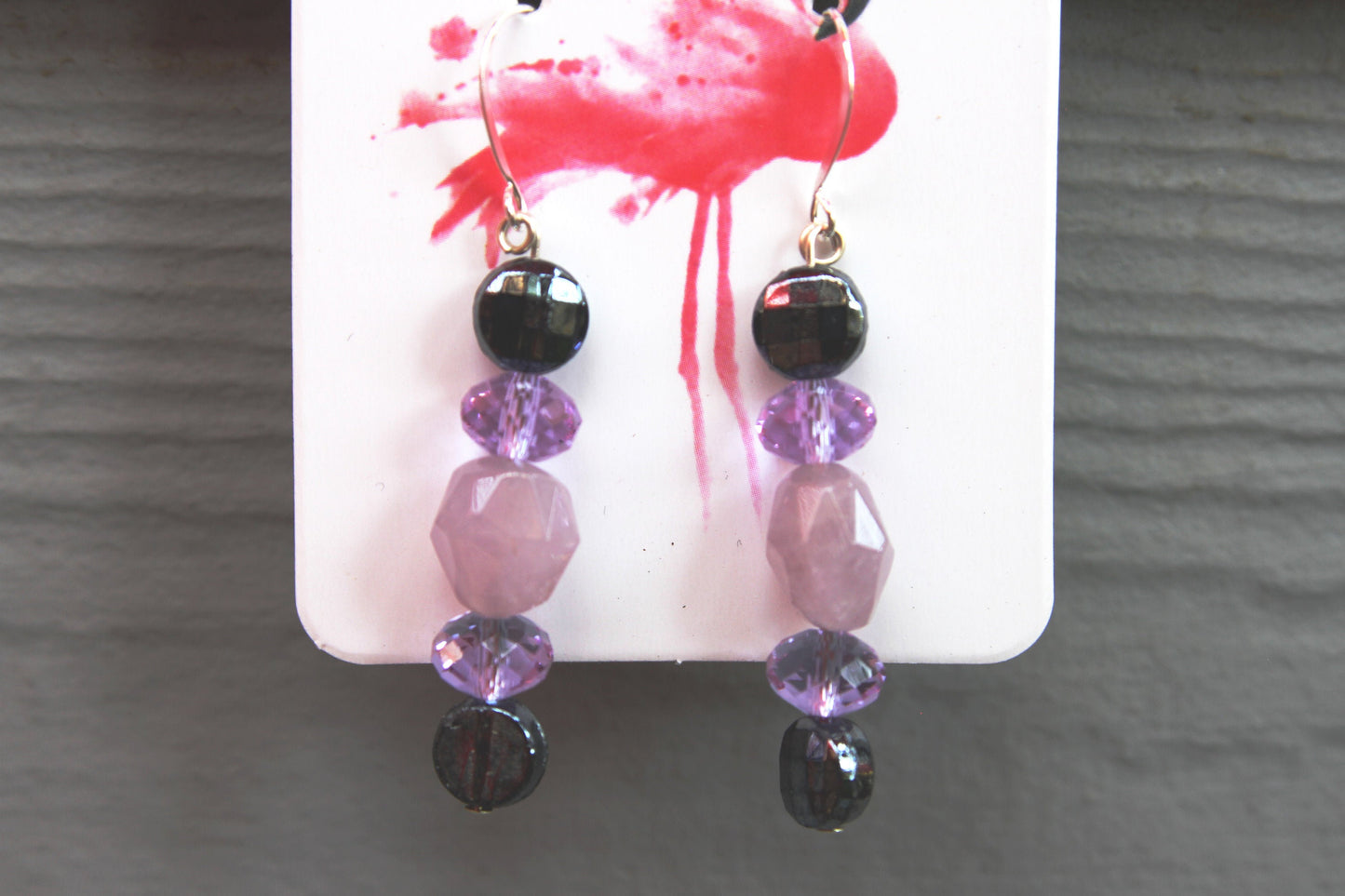 Lavender Quartz Gemstone and Swarvoski Crystal Earrings