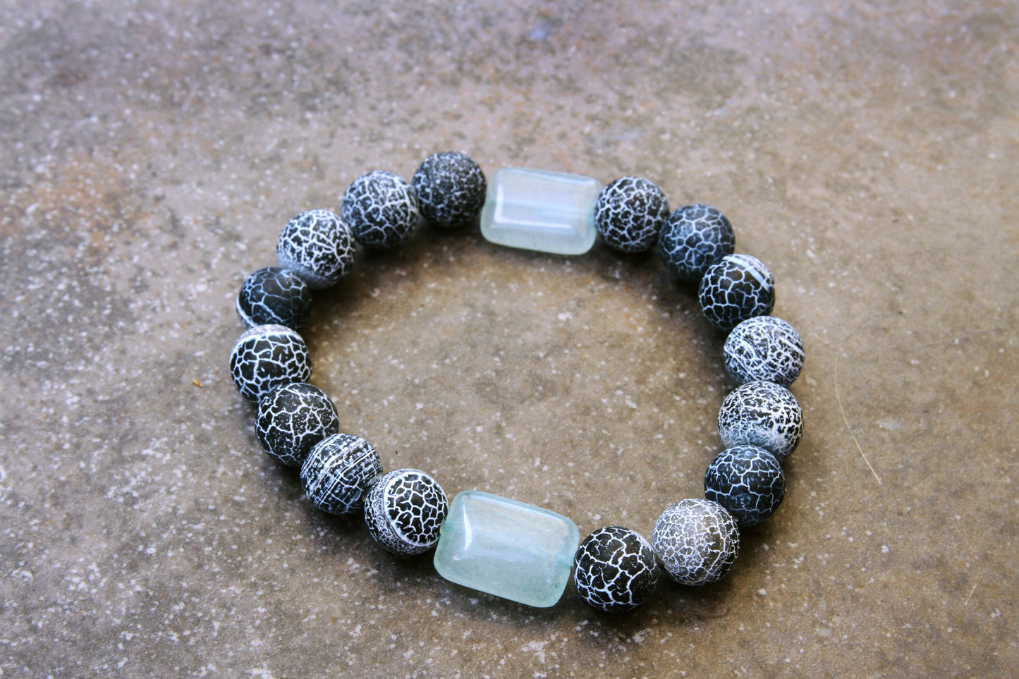 Men's Black Laced Agate Gemstone Bracelet