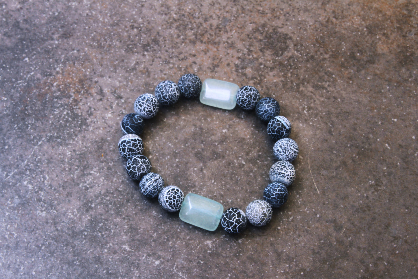 Men's Black Laced Agate Gemstone Bracelet