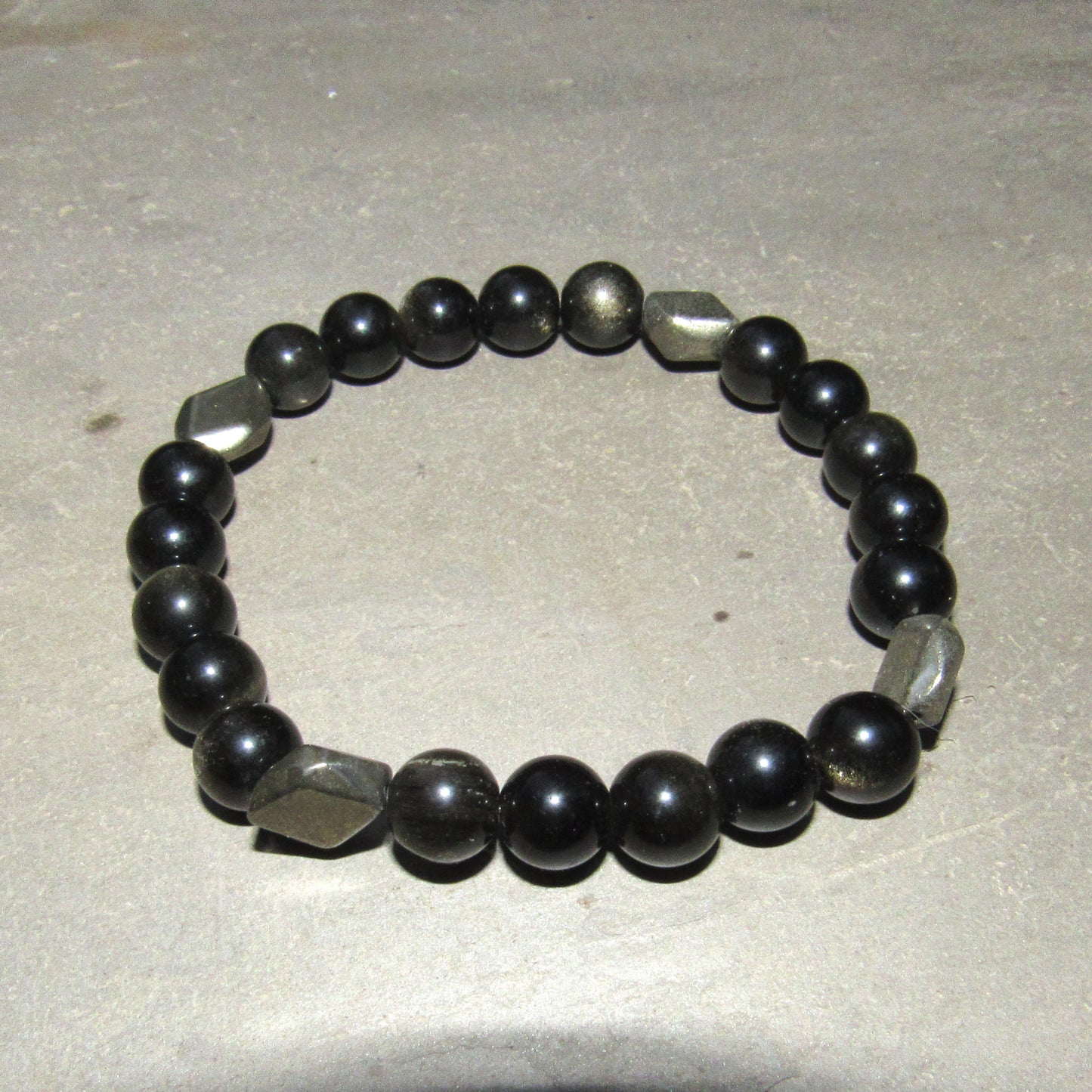 Gold Obsidian gemstone and Pyrite Stretch Bracelet