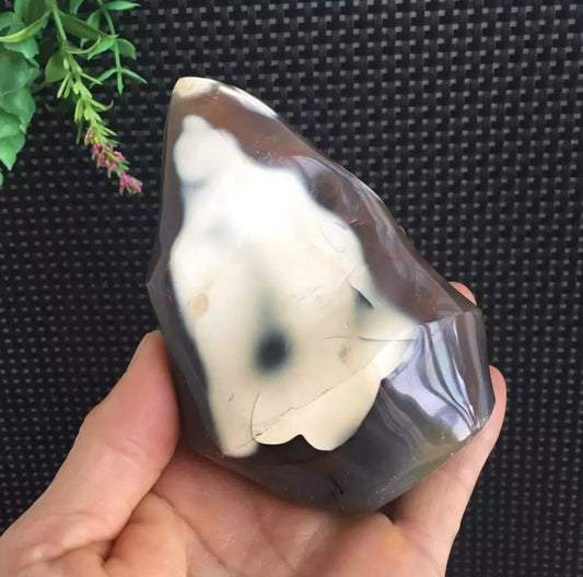 Natural Orca Agate gemstone carved Flame