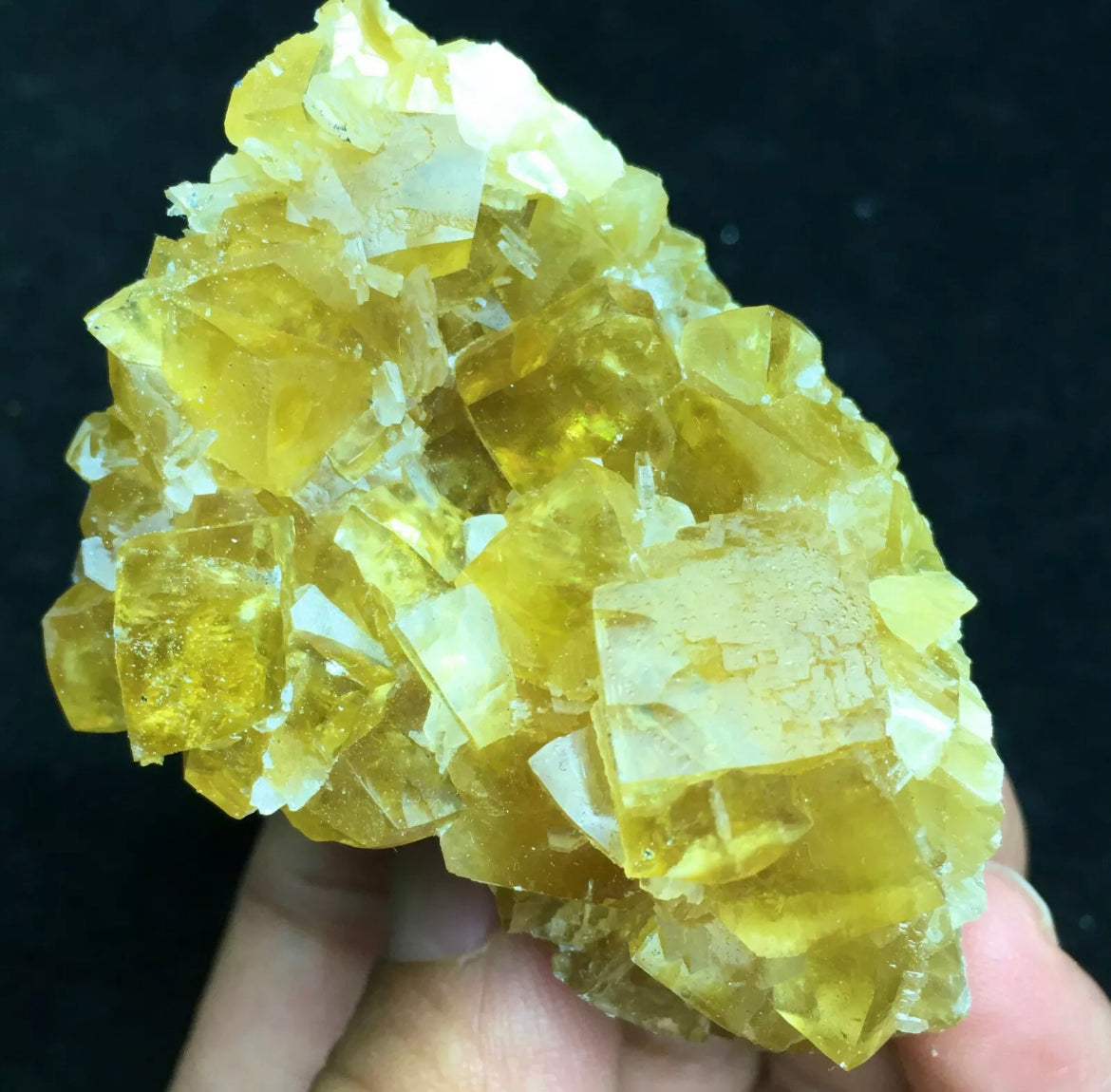 Golden Yellow Transparent Cubic Calcite Crystal Mineral Specimen/fujian