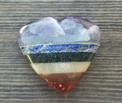 LARGE NATURAL Rainbow STONE GEMSTONE PUFFY HEART