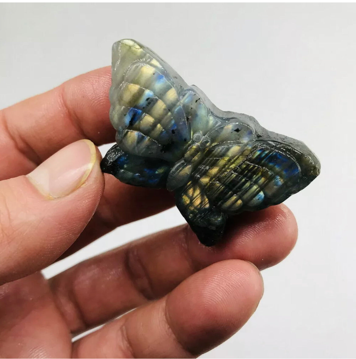 Natural labradorite crystal Hand-carved butterfly