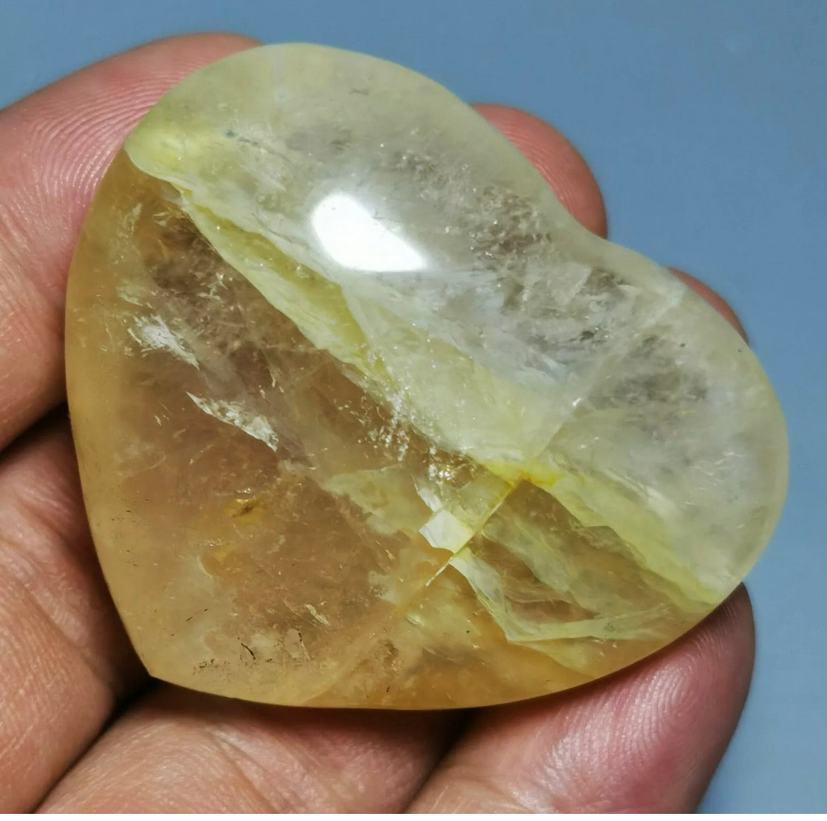 Golden Healer QUARTZ  Crystal Heart stone From Madagascar