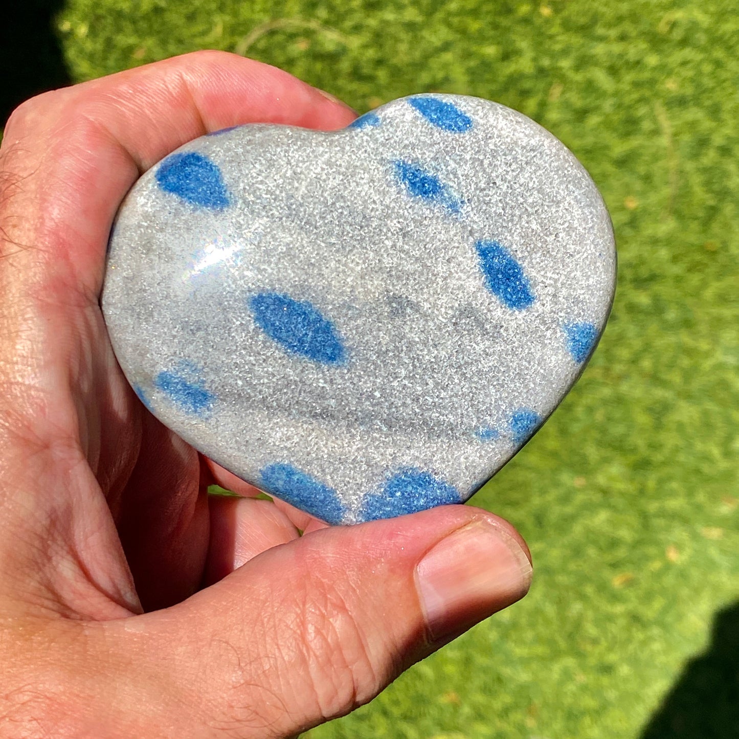 Natural Blue AZURITE in K2 JASPER heart Rare Find