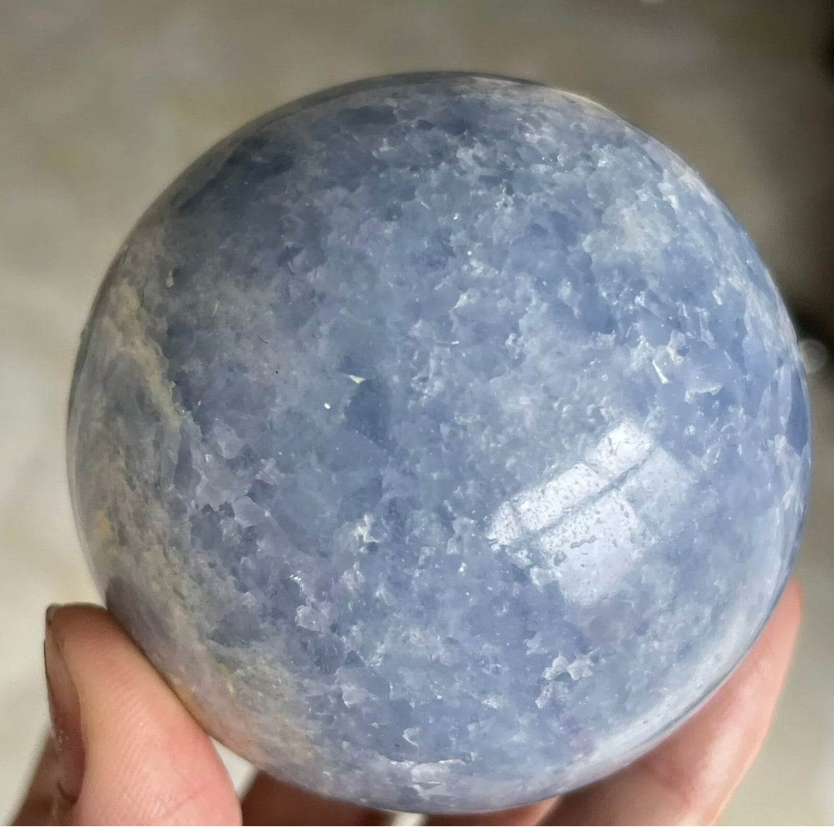 Natural Polished Blue Celestite gemstone Sphere