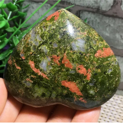 Natural Unakite gemstone carved Heart