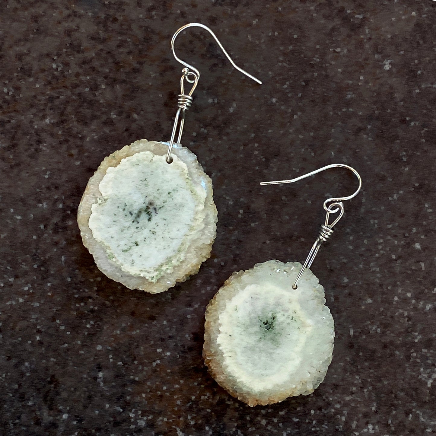 Solar Quartz Hand Wrapped with Sterling Silver Drop Earrings