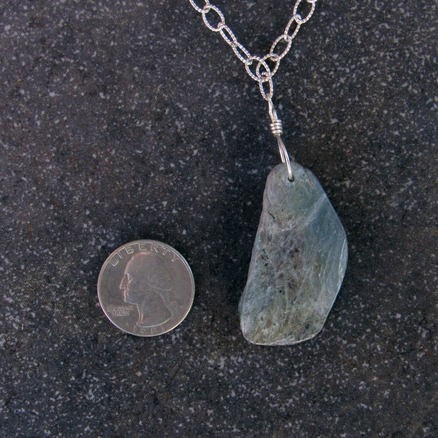 Labradorite gemstone on Sterling Silver chain Necklace