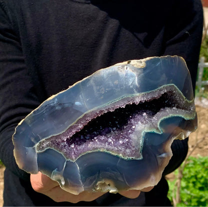 Natural Amethyst gemstone geode crystal cluster