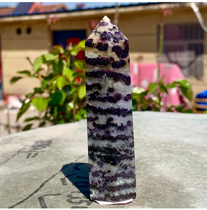 Natural Fluorite gemstone Crystal obelisk tower point wand