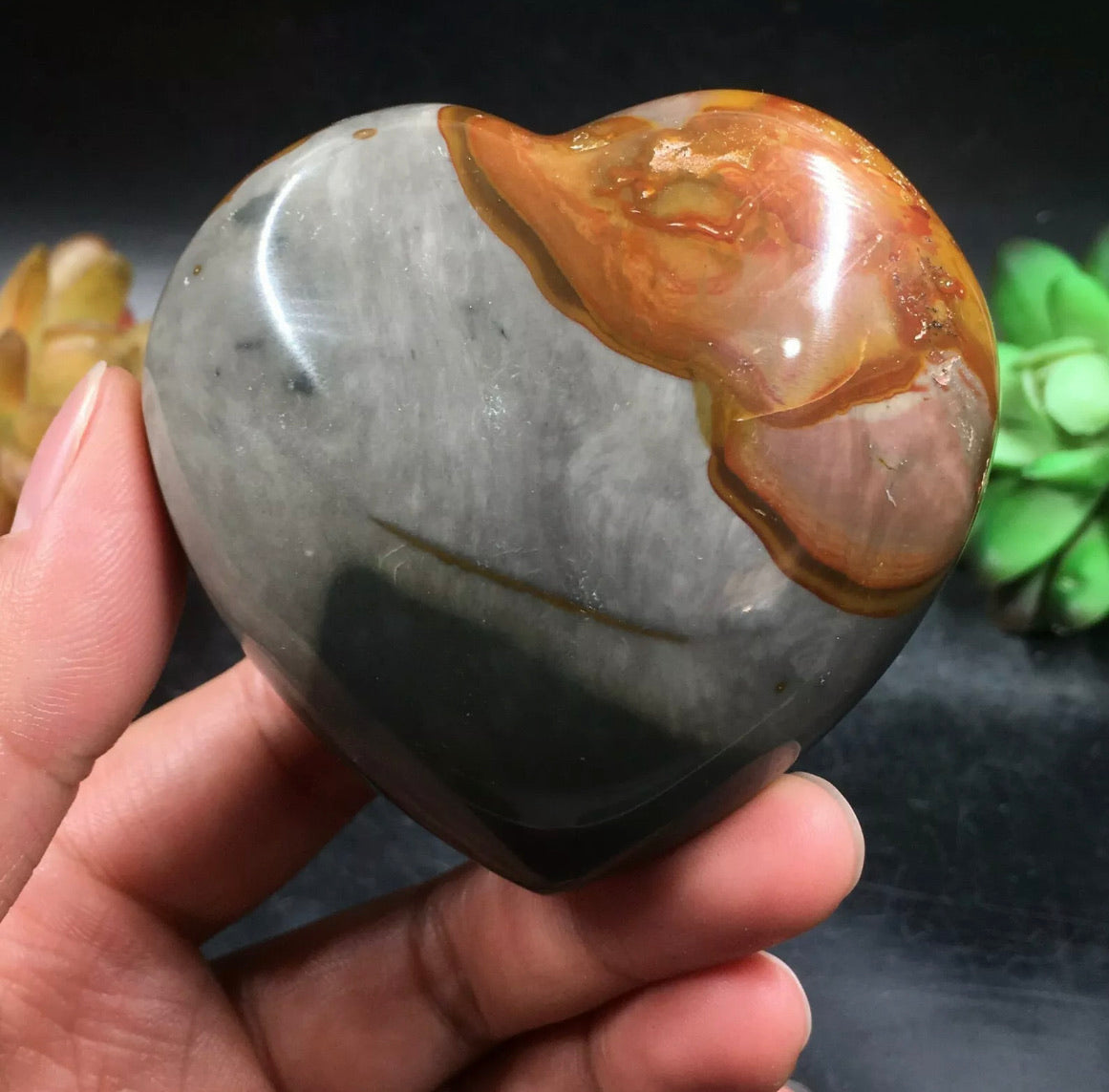 Natural polychrome Jasper gemstone Heart