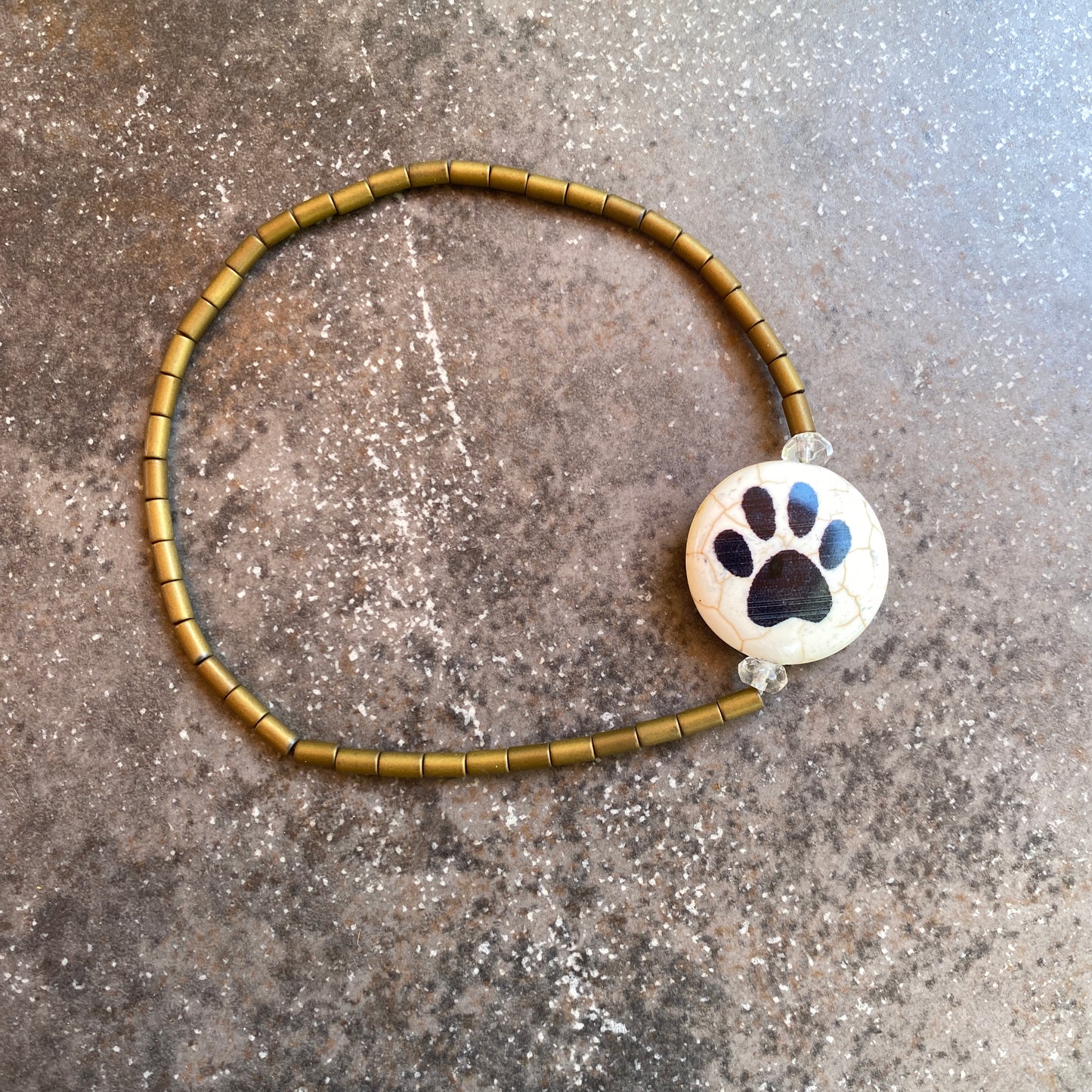 Painted Paw gemstone Anklet with gold hematite and citrine