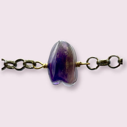 Amethyst and Brass Bracelet