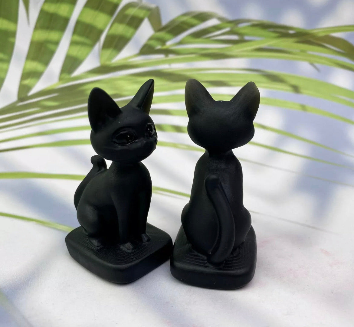 Natural Black obsidian Cat