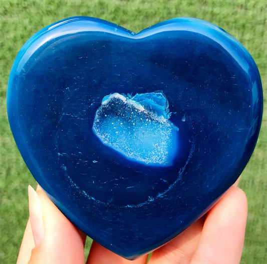 Blue Agate Geode Heart