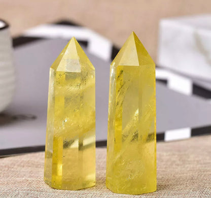 Natural Citrine Quartz Stone Obelisk Healing Crystal Point Wand Reiki