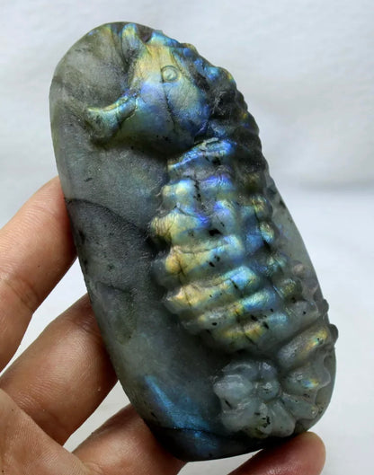 Natural labradorite seahorse