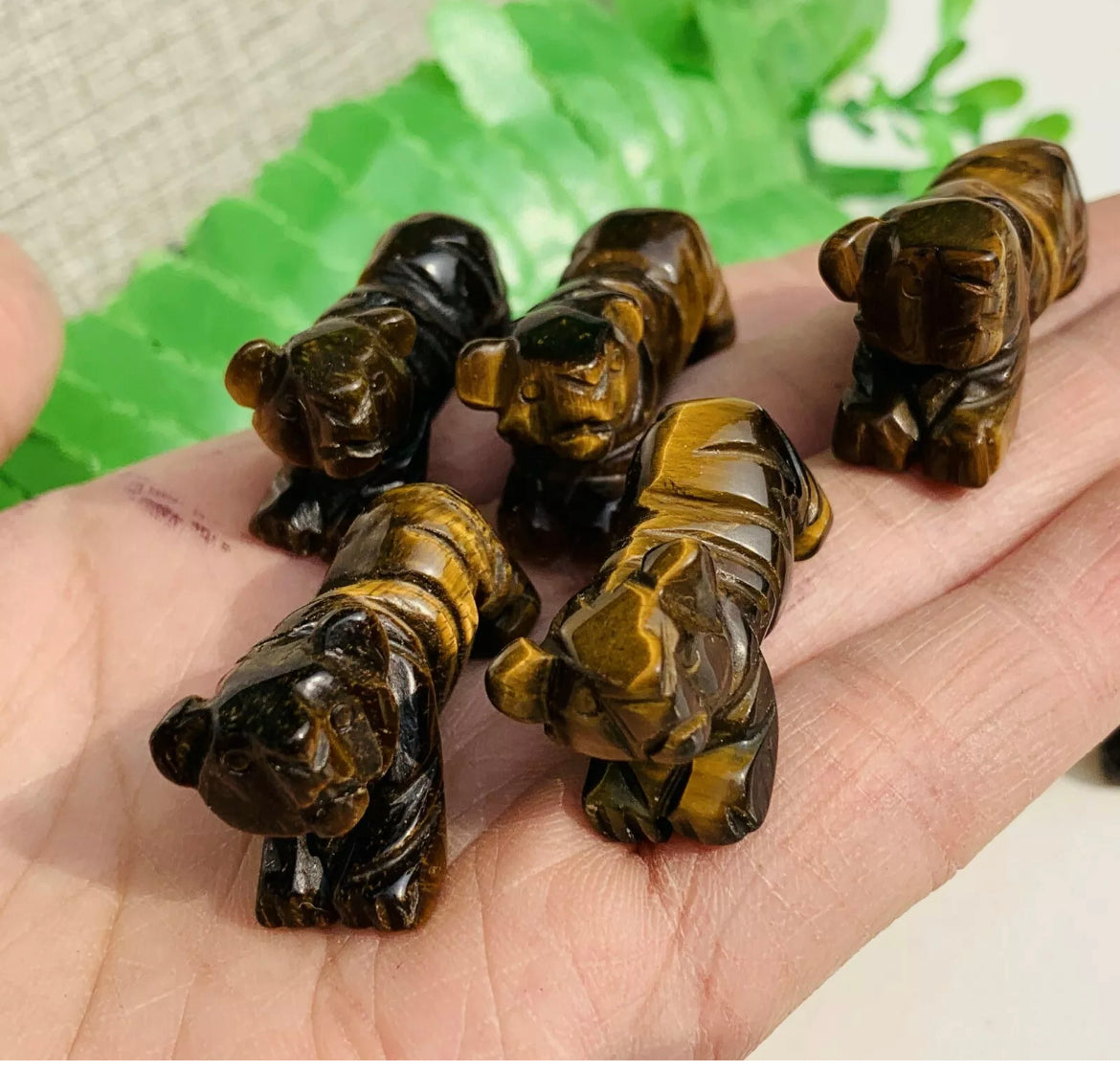 Natural Tiger Eye gemstone carved tiger figurine