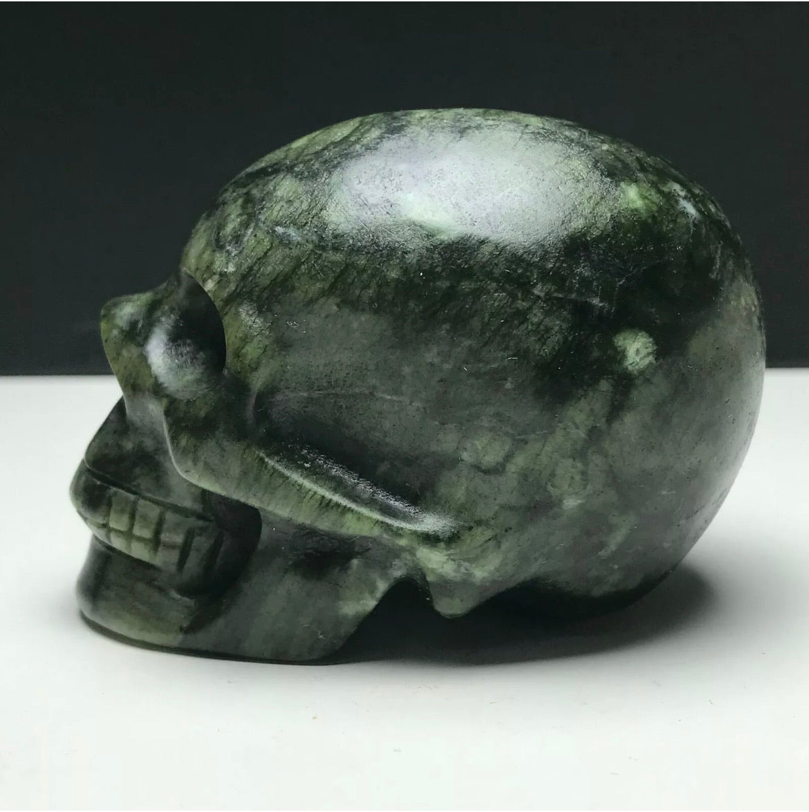 Natural Green Jade Skull