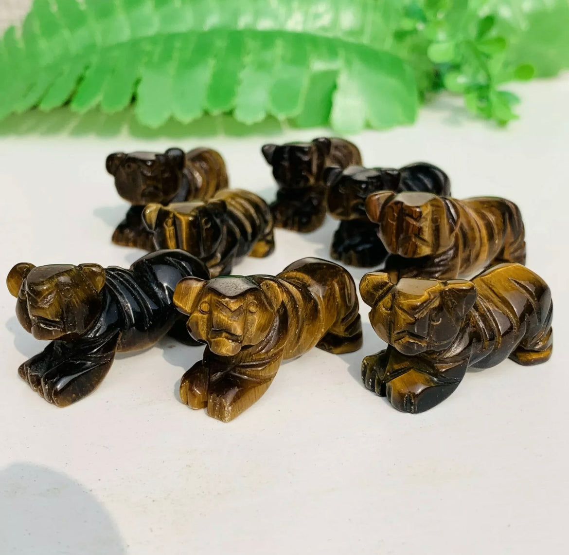 Natural Tiger Eye gemstone carved tiger figurine