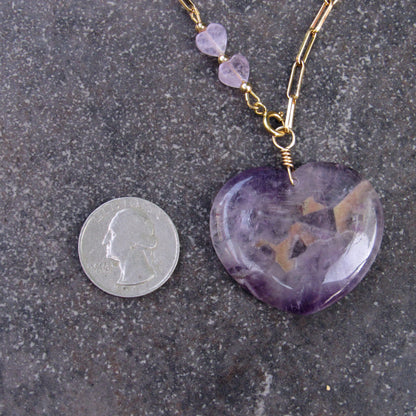 Amethyst Hearts and 14 kt GF Chain