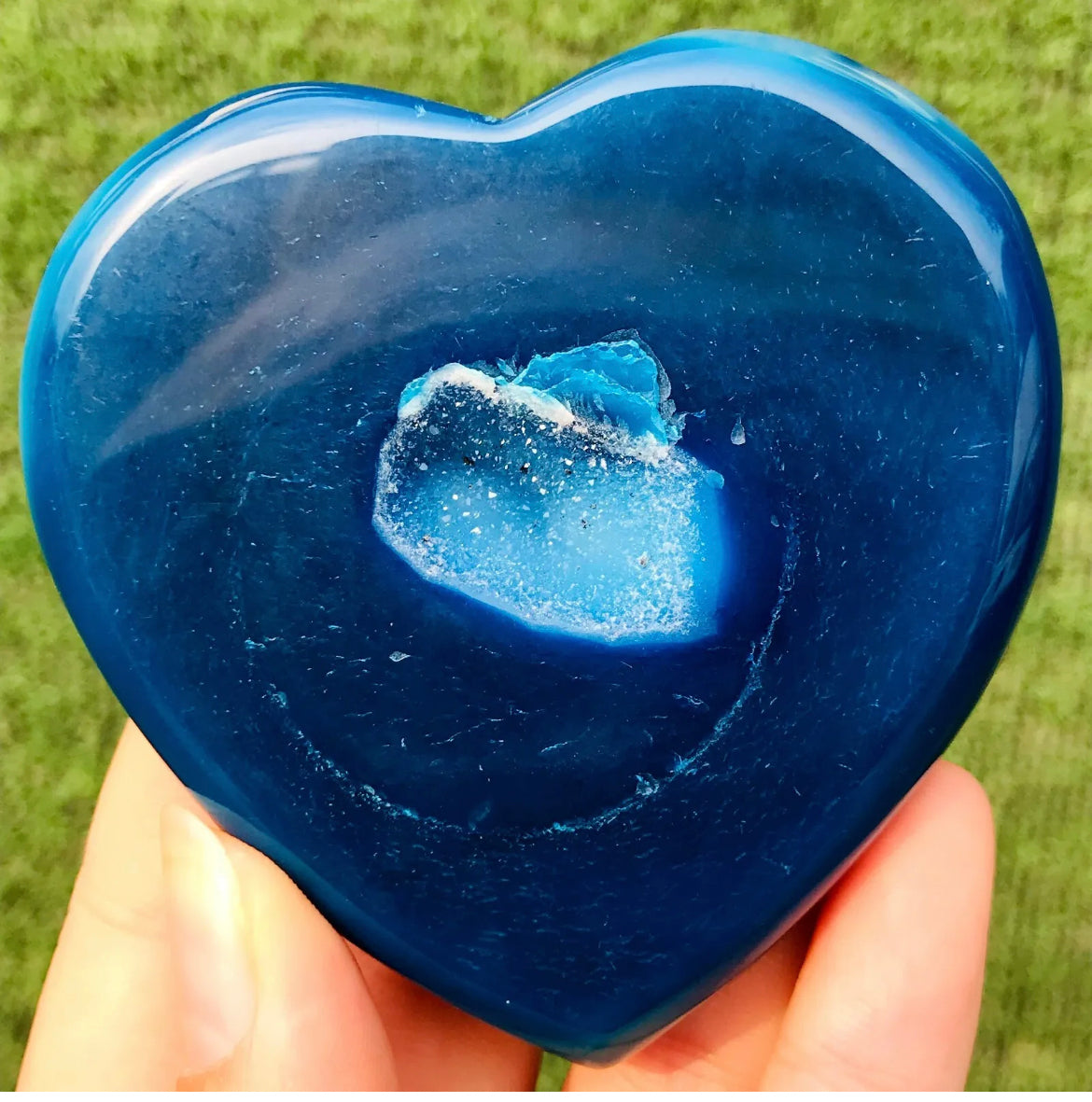 Blue Agate Geode Heart