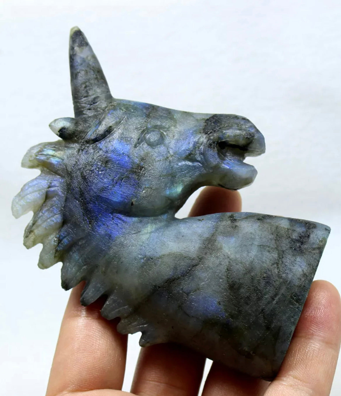 Natural labradorite carved unicorn