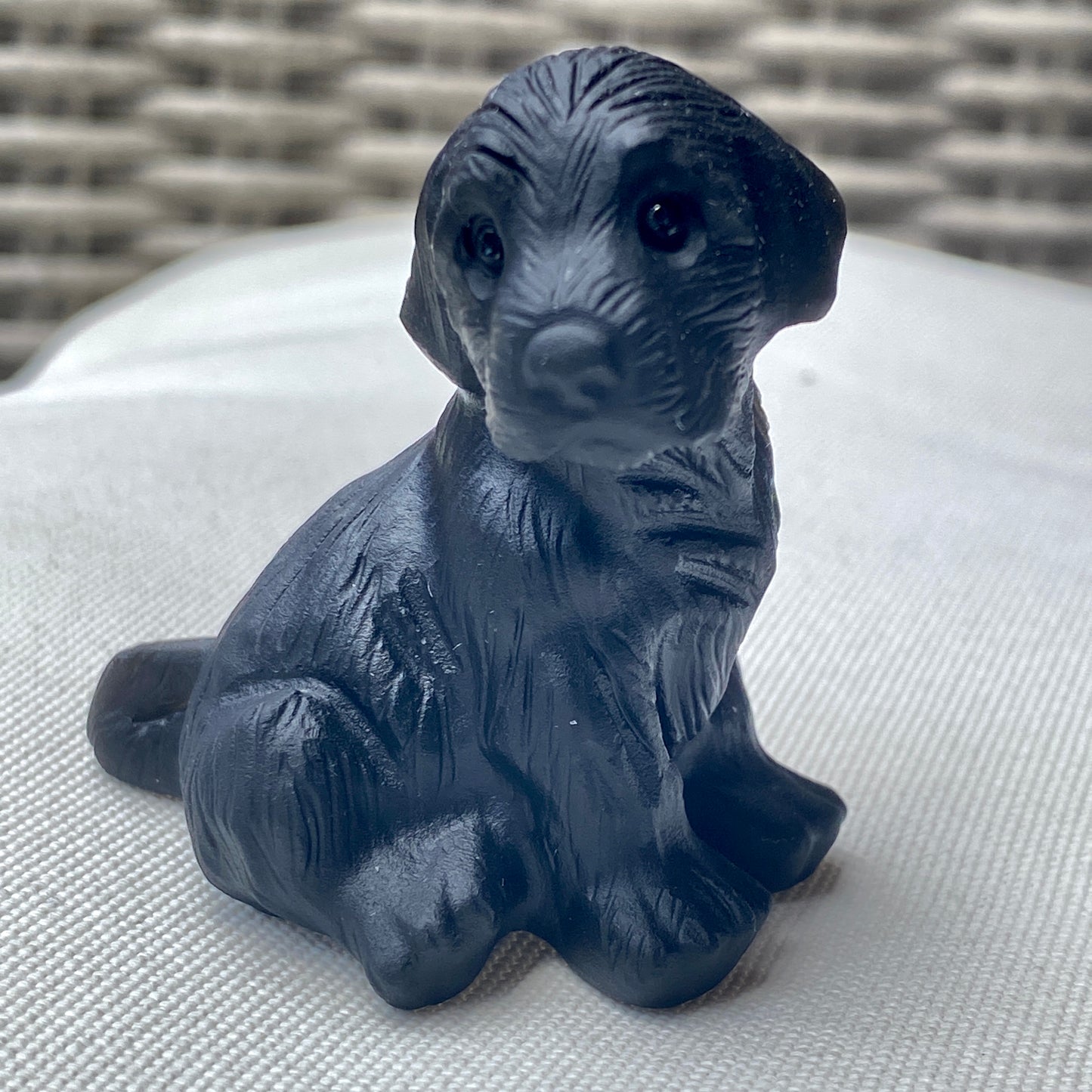 Natural black Obsidian gemstone carved Black Lab dog