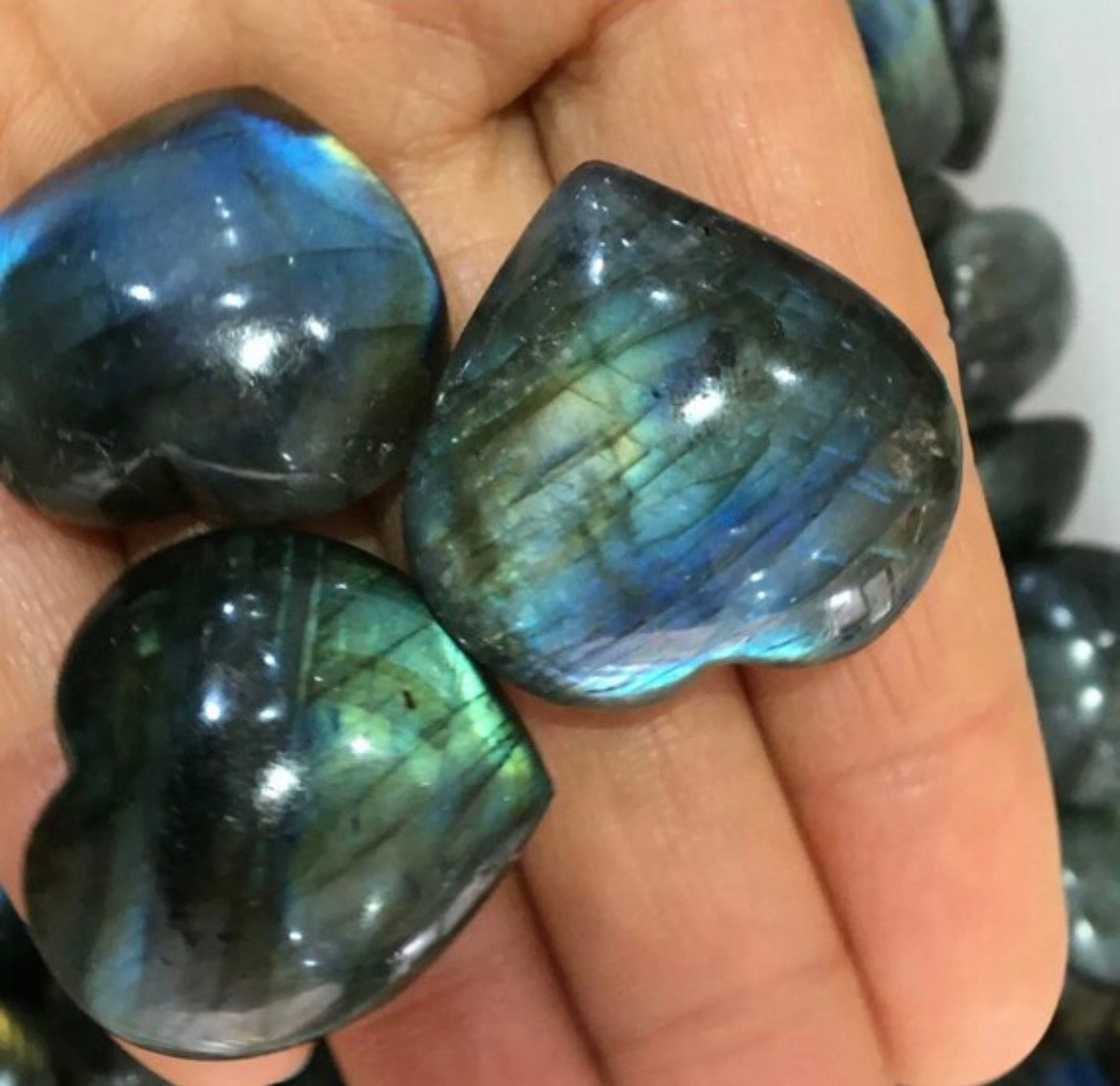 Labradorite Puffy Hearts